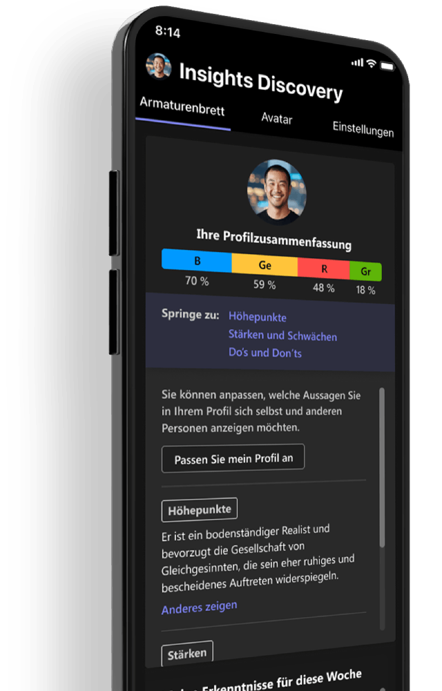 Insights Discovery smartphone app